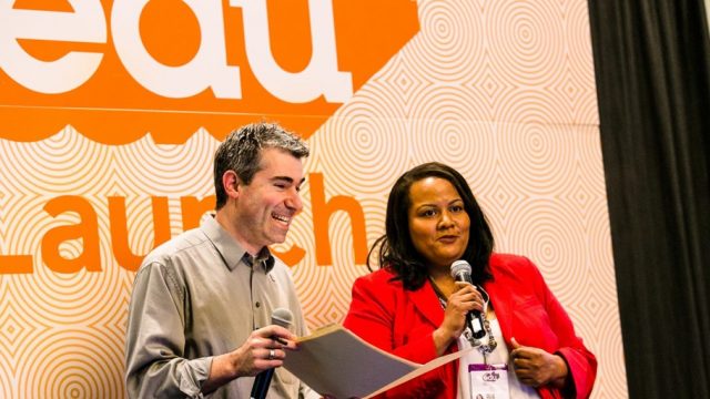 SXSW EDU 2017 Launch competition emcees, Richard Culatta and Rafranz Davis. Photo by Diego Donamaria.