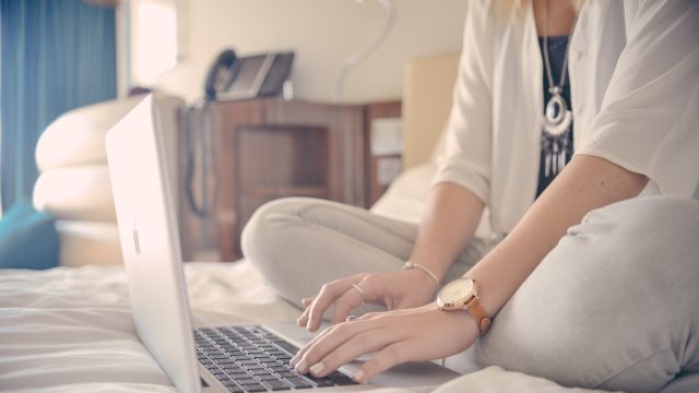 Working from Hotel Stock Image