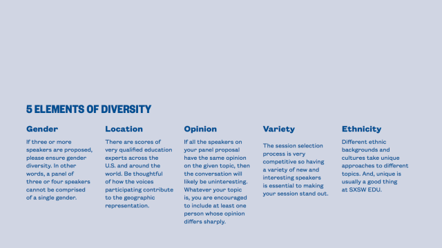 SXSW EDU PanelPicker Speakers, 5 Elements of Diversity.