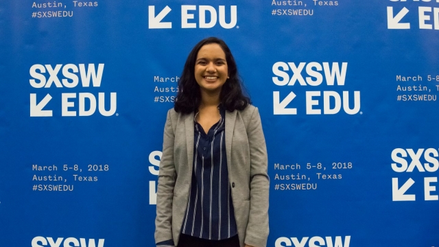 Westwood High Schooler, Aarushi Machavarapu, SXSW EDU 2018 Student Startup Competition Winner. Photo by Amanda Stronza.