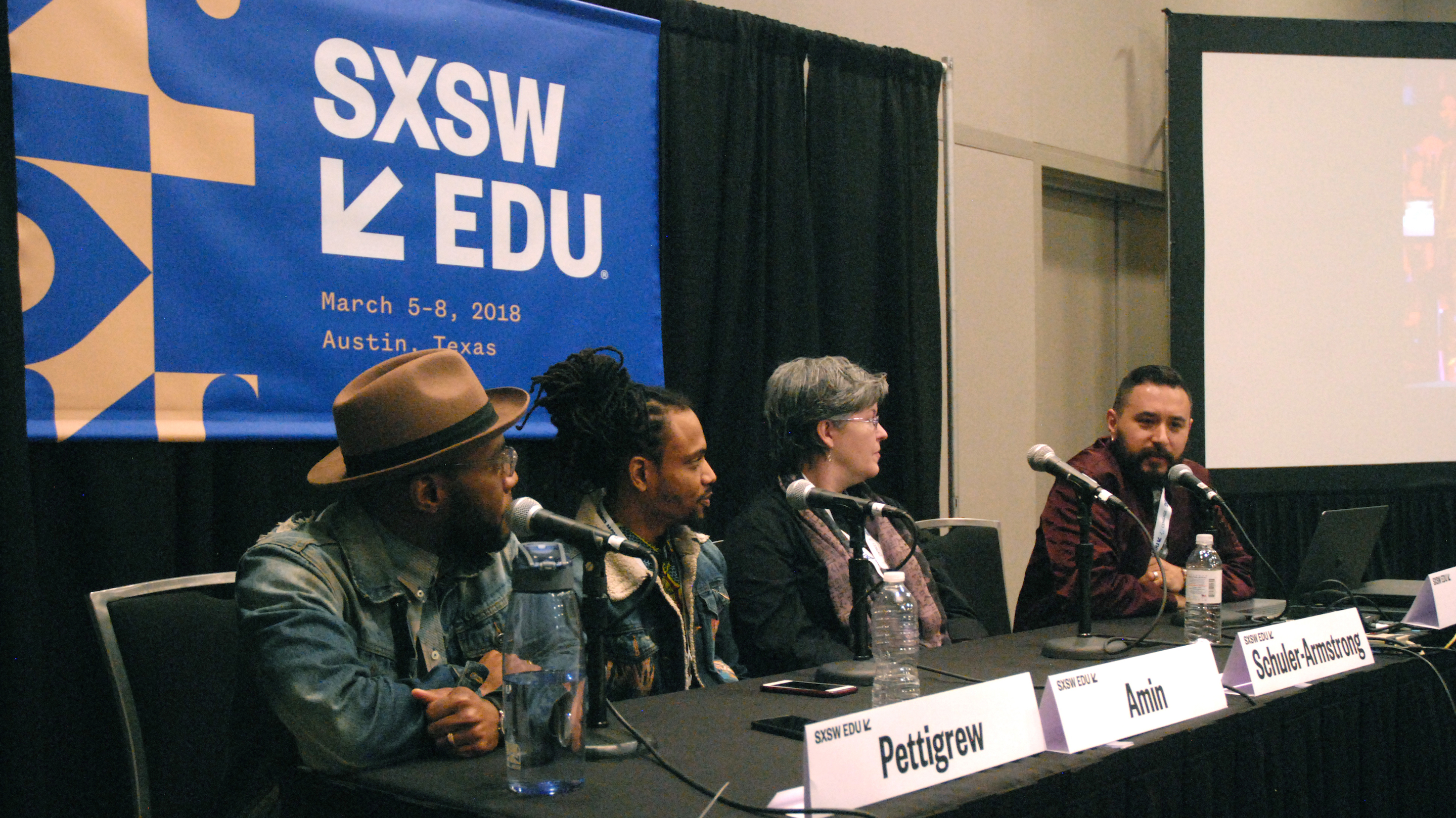 Speak at SXSW EDU 2019. SXSW EDU 2018 panel, Soundtrack 63: Social Justice through Music & Tech, featuring Asante Amin, Chenits Pettigrew, Peg Schuler-Armstrong, and Armando Somoza.