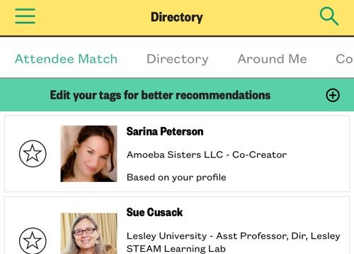 SXSW EDU 2019 mobile app attendee matches.