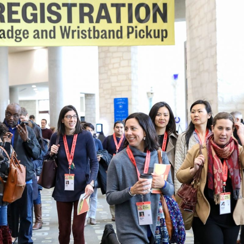 SXSW EDU 2019 Attendees picking up registration badge.