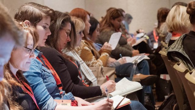 SXSW EDU 2019 session, audience taking notes.
