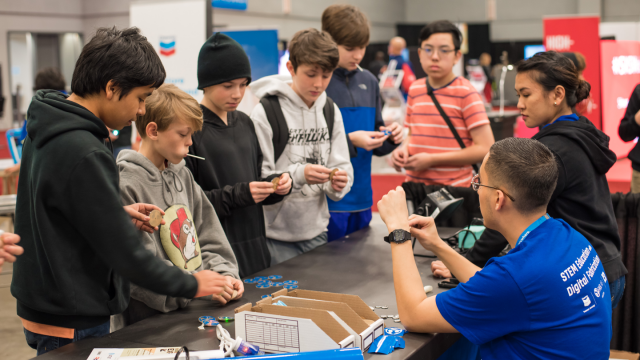 Students engaged at SXSW EDU expo.