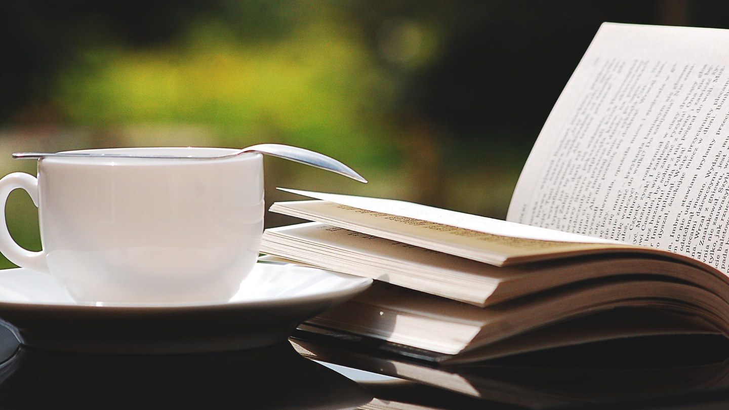 Book and coffee photo. 