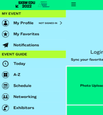 SXSW EDU App Menu