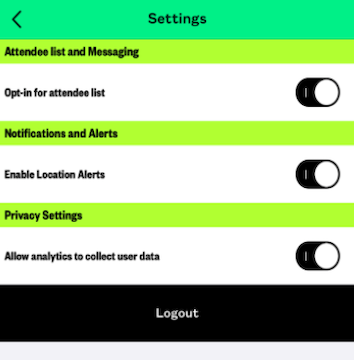SXSW EDU App Settings